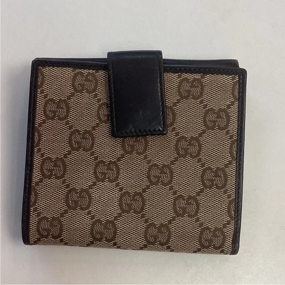 🦋 Authentic Gucci🦋Brown and Tan Logo Wallet Signature Canvas UNISEX Double EUC - Picture 3 of 12